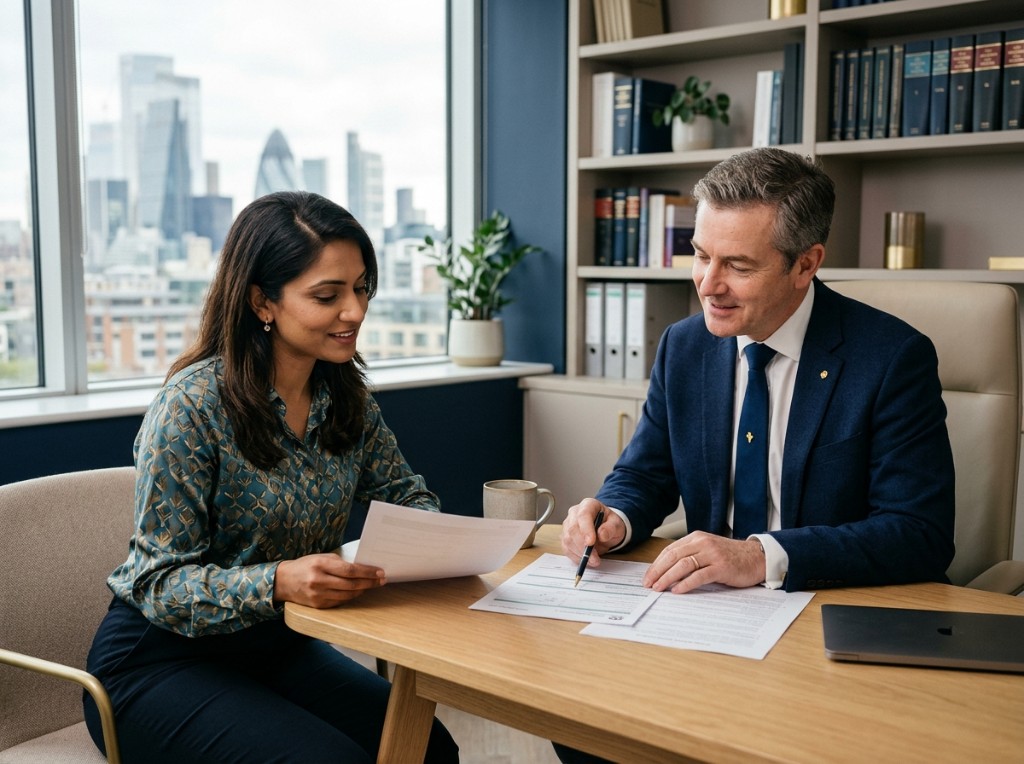 William Lamb & Company consultation — advisers reviewing immigration documents together